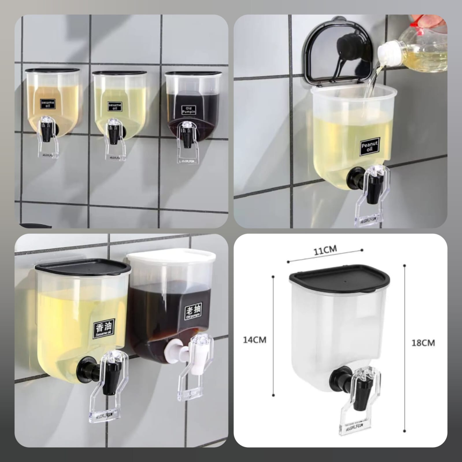 oil1 Wall Mounted Oil Dispenser for Kitchen Oil and Condiments Storage - Image 1