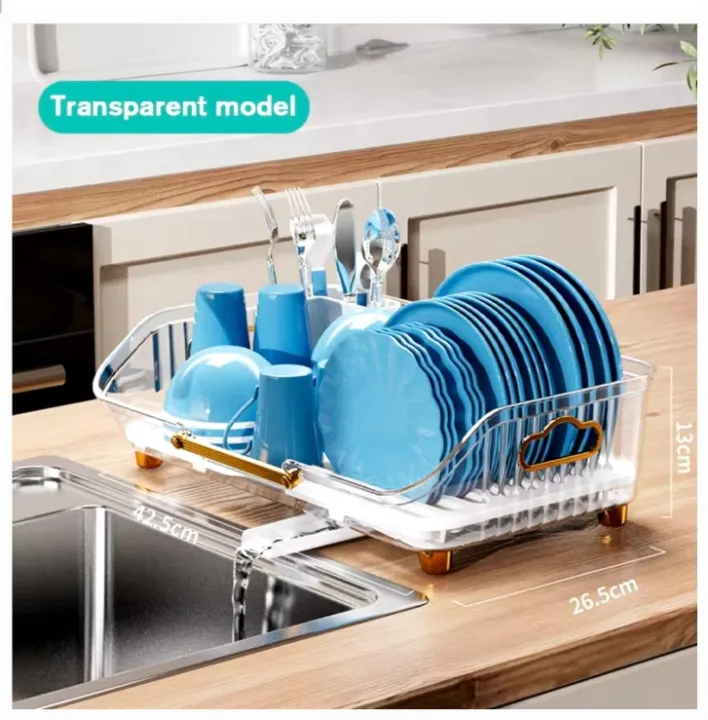 S023673aa0aa143cb9d016223eb5d34e45.jpg_720x720q80.jpg_ Acrylic Dish Rack Drainer Stand Kitchen Plate and Cup Organizer Holder - Image 1