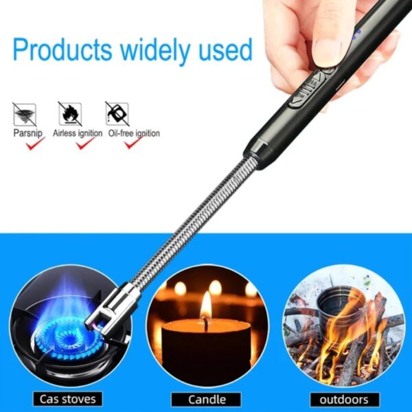 Premium Rechargeable Electric USB Flameless Arc Lighter with Long Flexible Neck for BBQ, Candles & Kitchen