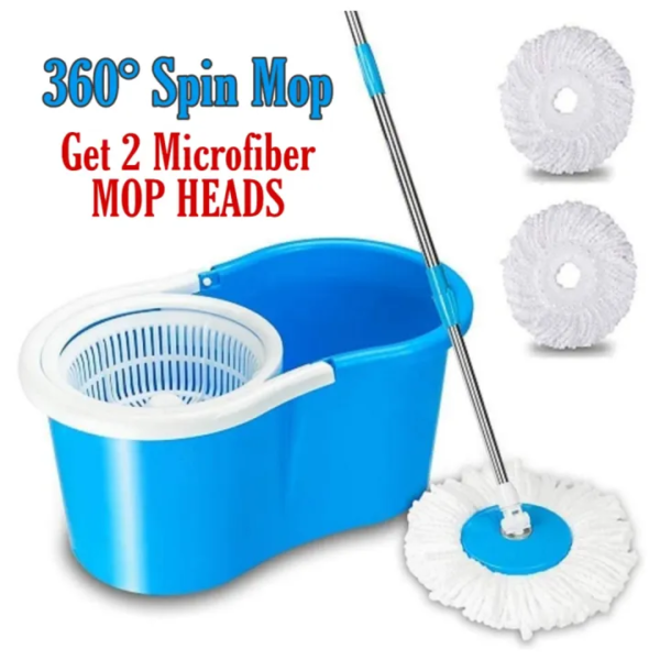Spin Mop Easy Spin Magic Mop Set with 360 Degree Microfiber Head and Bucket